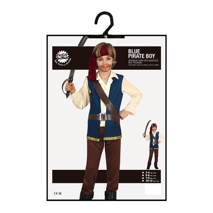 Pirate costume, for kids 10–12 years