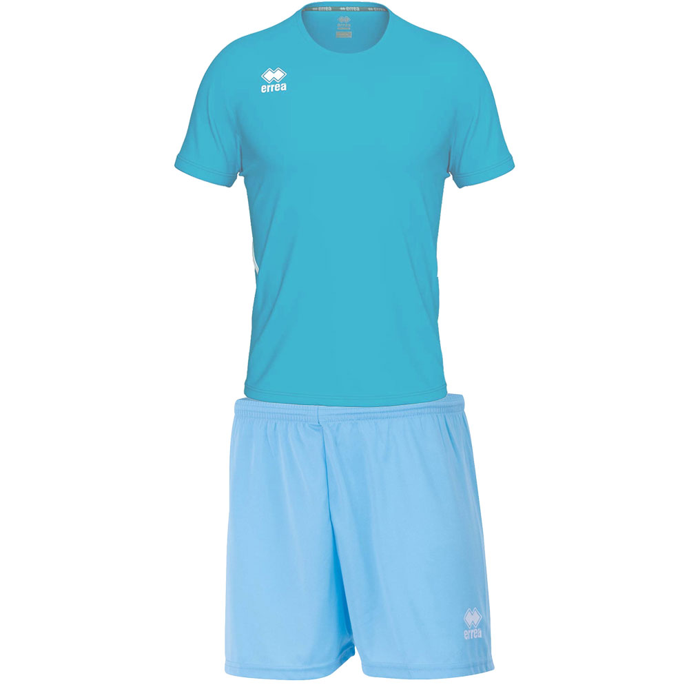 Football kit Errea Marvin, kids, size YXS, 122–132 cm, light blue
