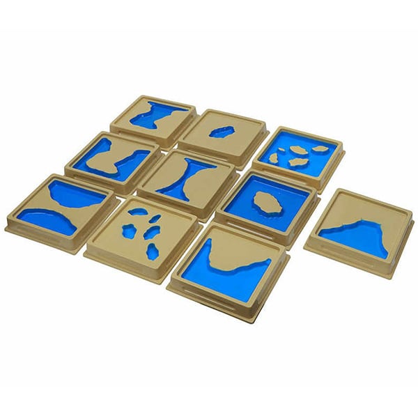 Montessori Landform tiles, relief, 10 pieces