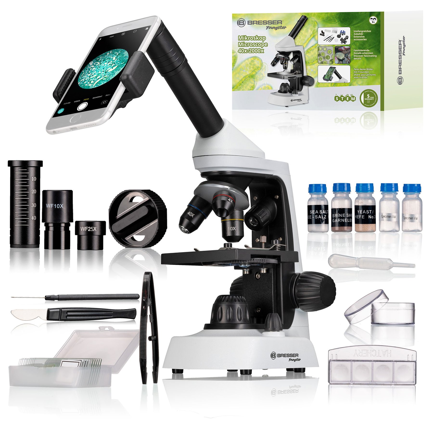 Microscope Bresser Junior, 40?–2000?, with accessories kit