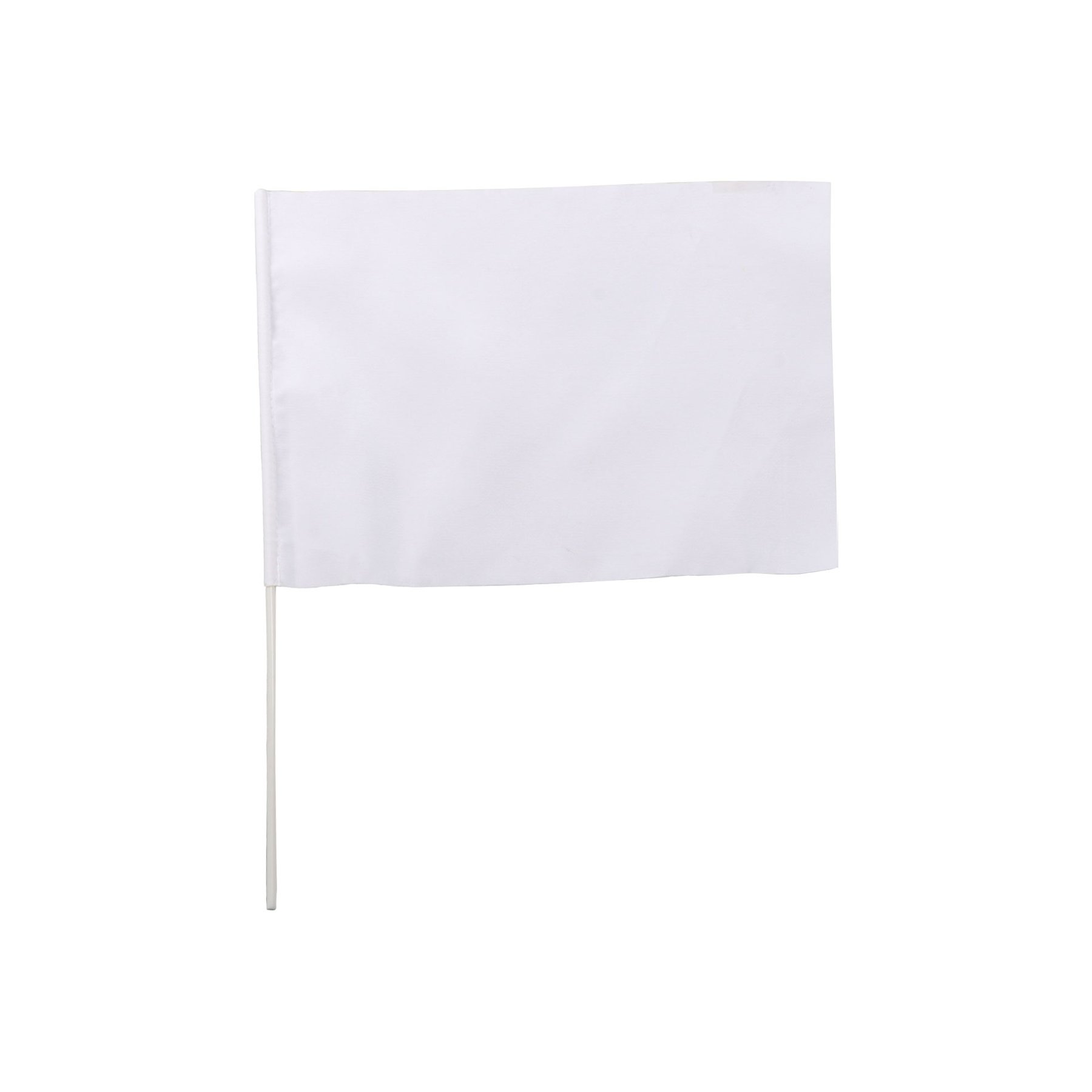 Flag, with plastic handle, fabric, 15 x 20 cm, white