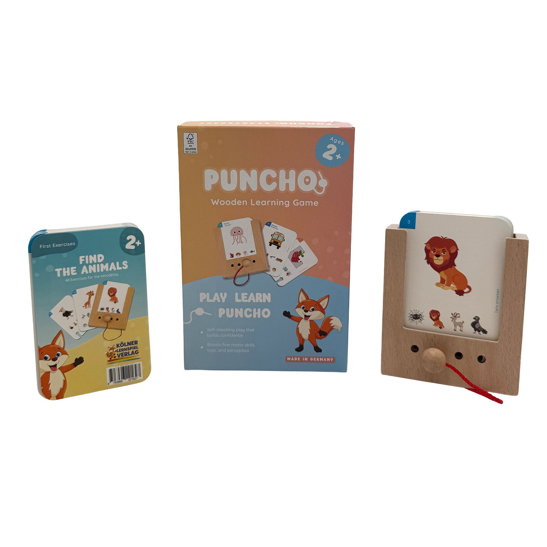 Puncho Starter Set – “Guess the Animal” Educational Cards, with box included, age 2+