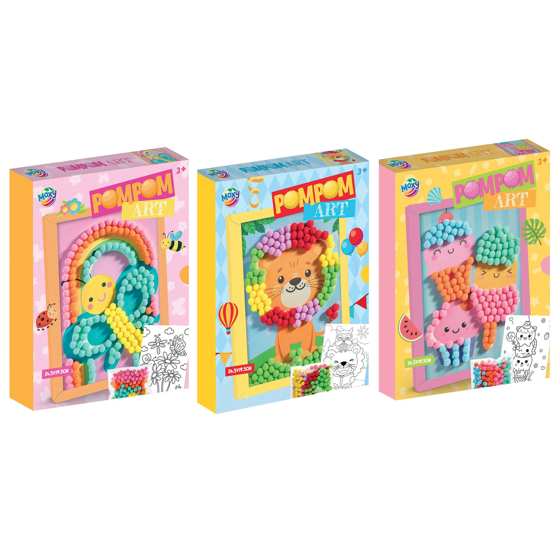 Moxy Pom-pom craft kit, framed, assorted, 24 pcs