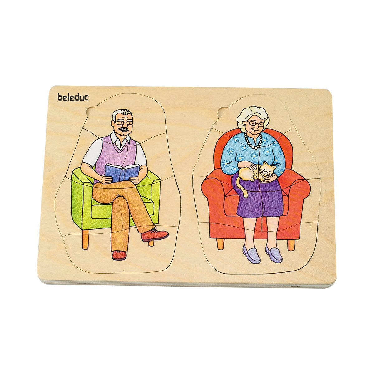 Beleduc Puzzle Grandma and Grandpa, layered, wooden