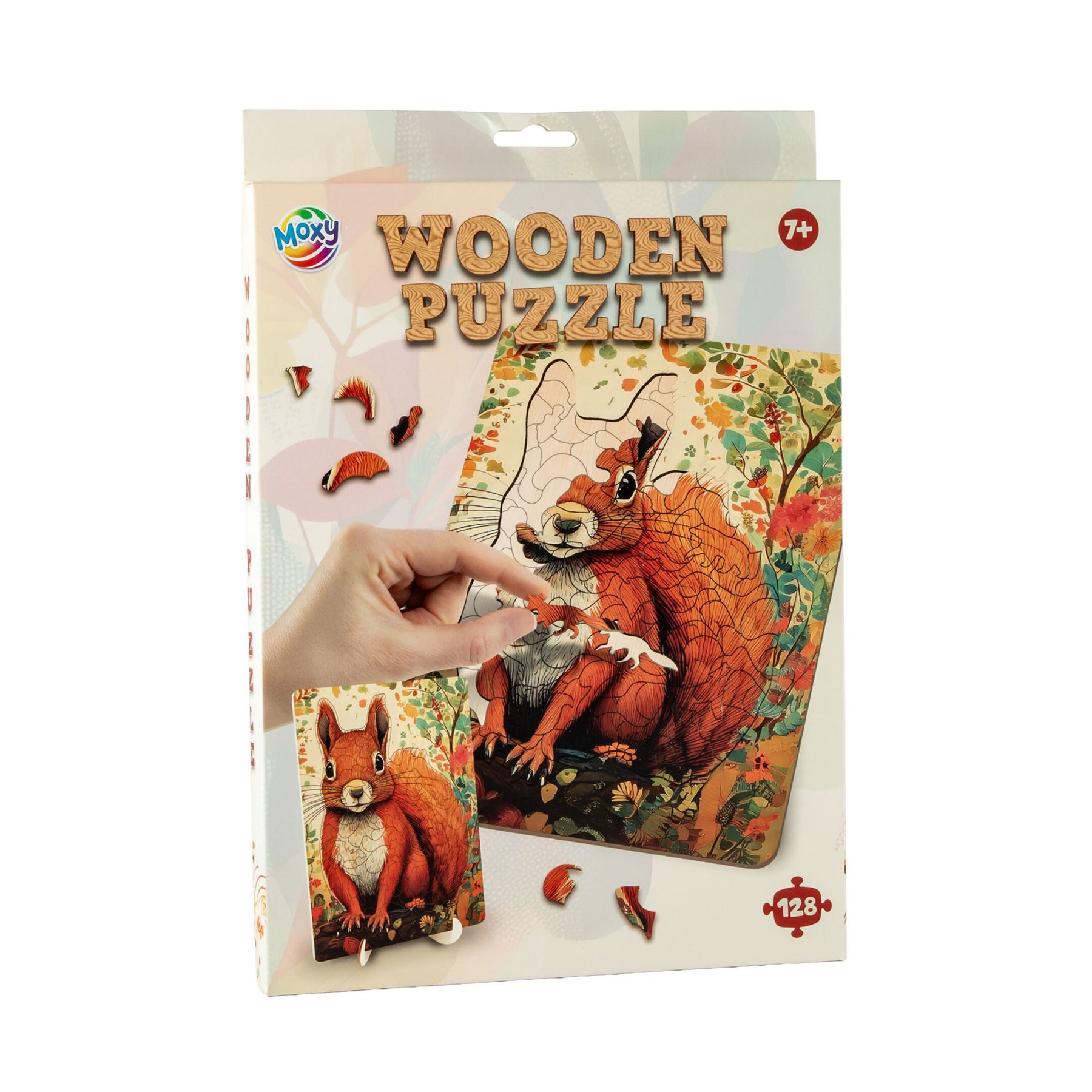 Moxy Puzzle Squirrel, unique shapes, wooden, 130 pieces