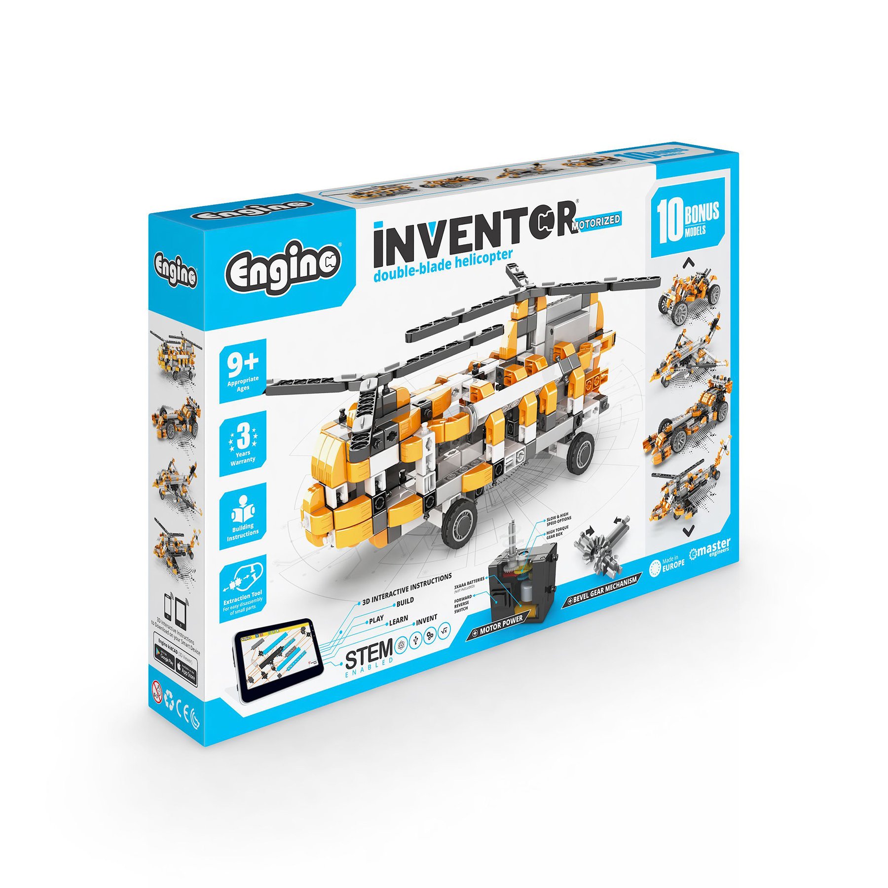 Engino Construction Set Inventor Motorized – Helicopter, 10 in 1