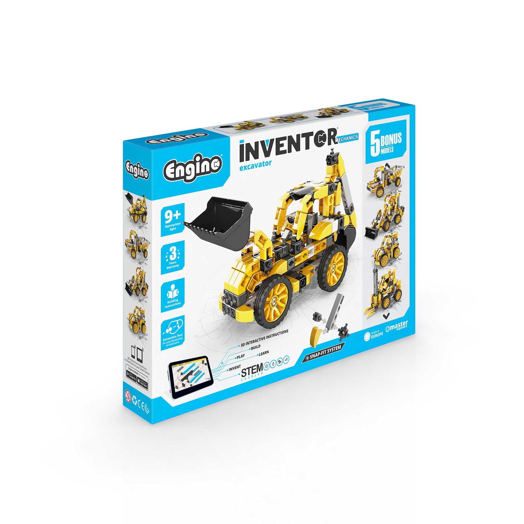 Engino Constructor Inventor Mechanics - Excavator, 5 in 1