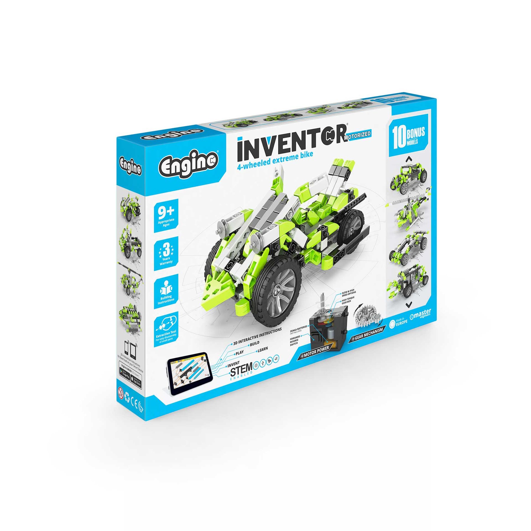 Engino Inventor Motorized Construction Set - 4-Wheeled Bike, 10 in 1