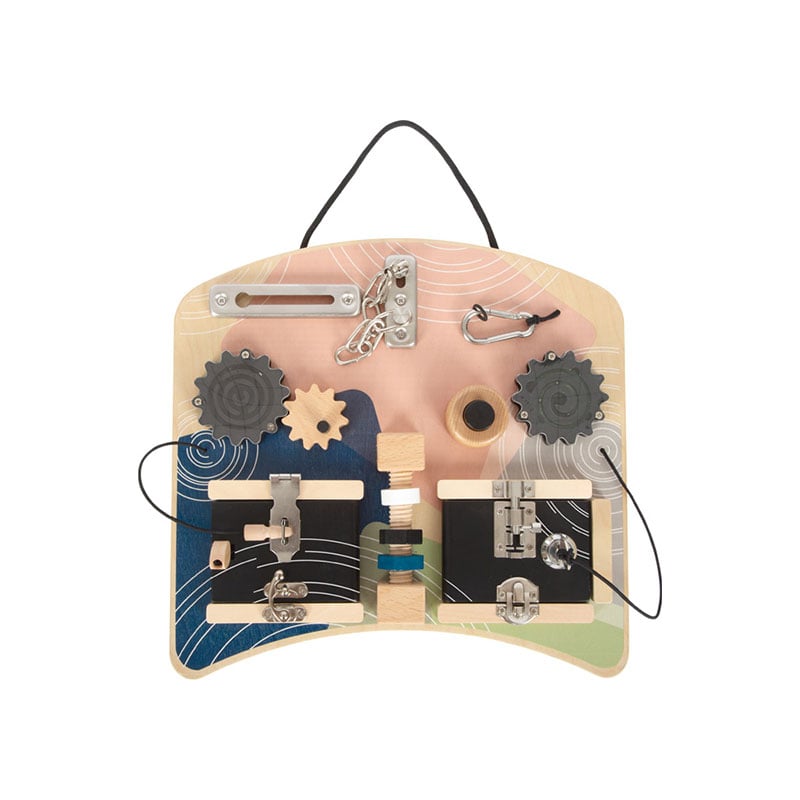 Small Foot Activity board, with locks and turns, 25 x 30 x 1.5 cm
