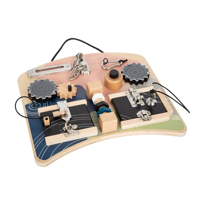 Small Foot Activity board, with locks and turns, 25 x 30 x 1.5 cm