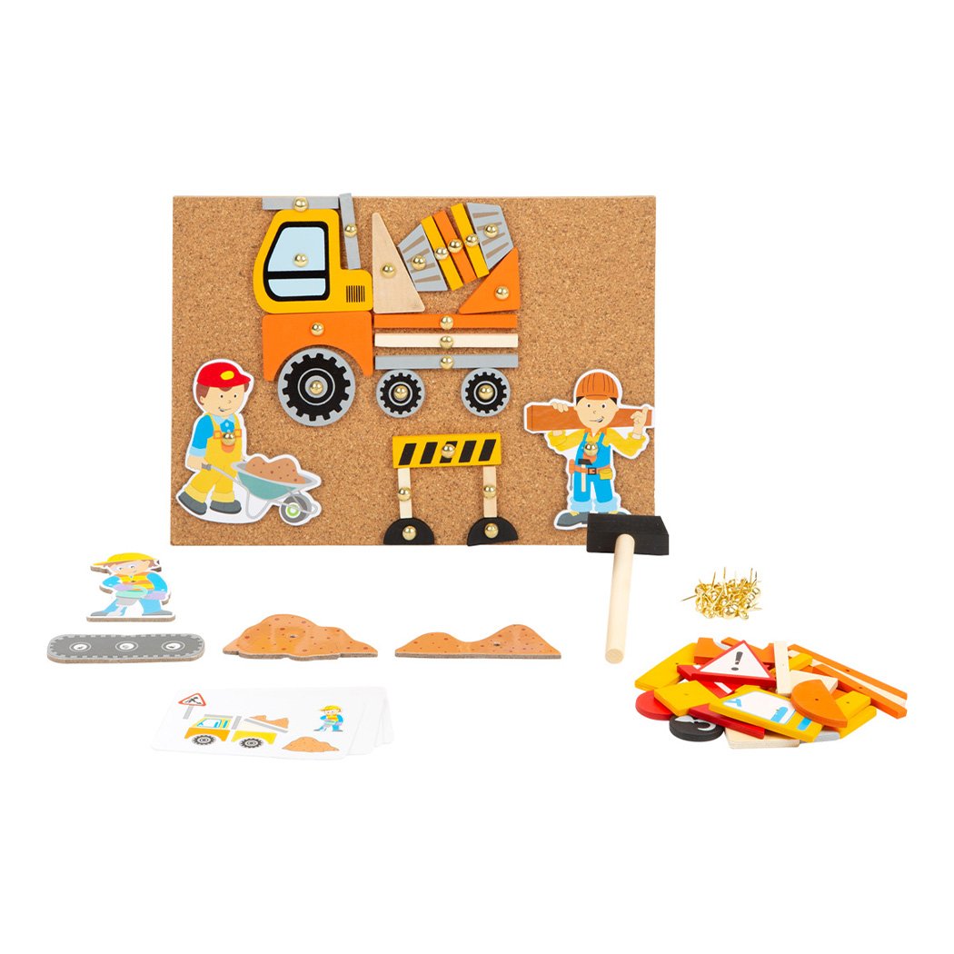Small Foot Mosaic Construction Site, with hammer, wooden
