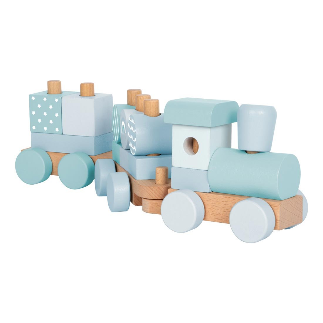 Small Foot Train 2-in-1, wooden, 14 pieces, pastel blue