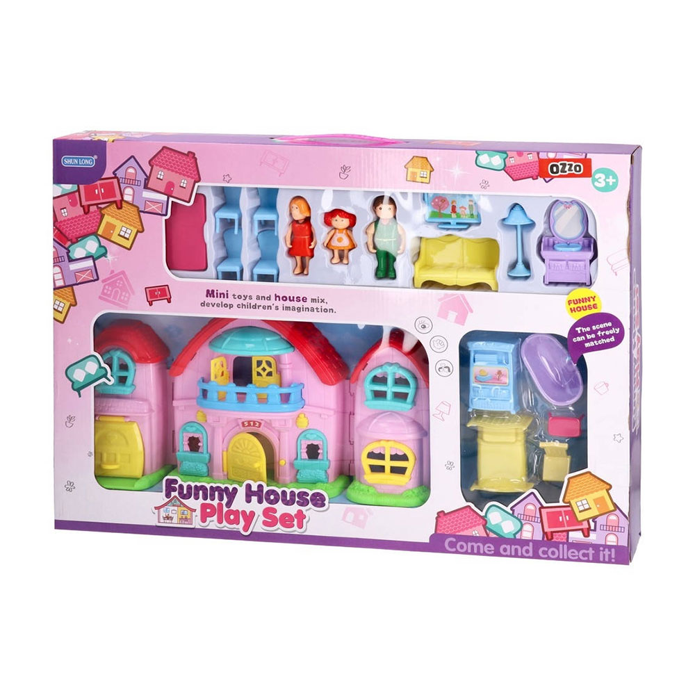 Комплект къща за кукли Ozzo, с кукли и аксесоари