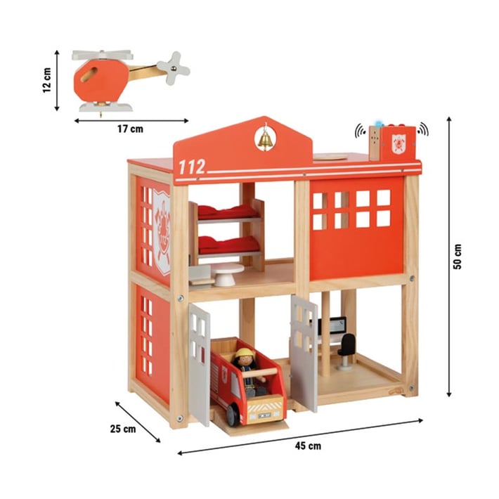 Small Foot Пожарна станция, с аксесоари, голяма, 45 х 25 х 50 cm