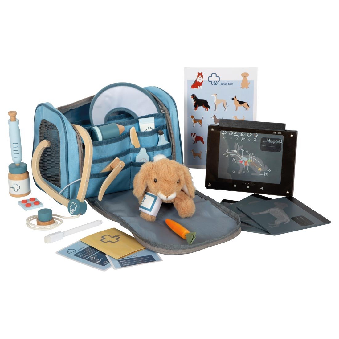 Small Foot Veterinary Bag, with medical equipment and bunny