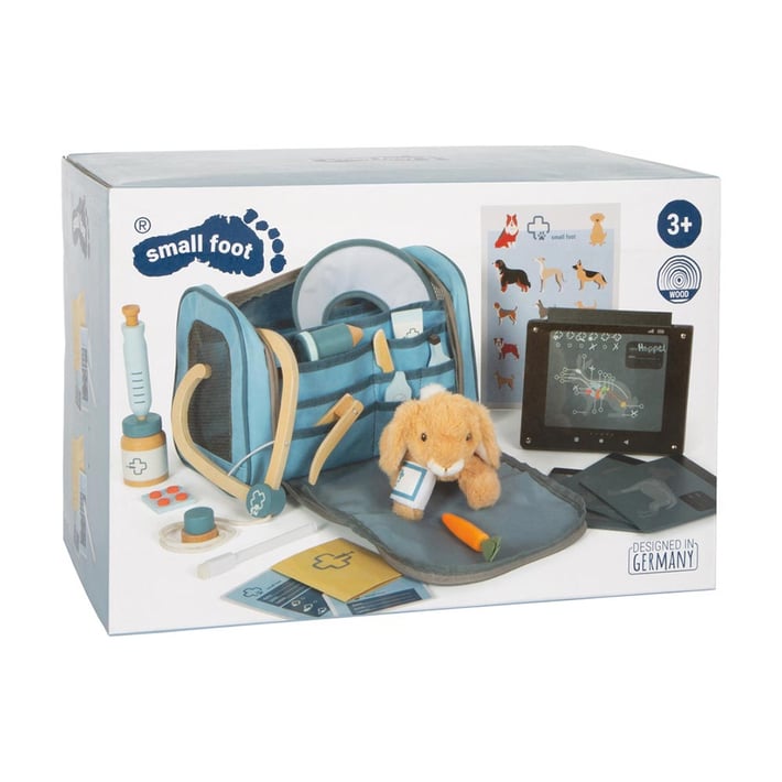 Small Foot Veterinary Bag, with medical equipment and bunny