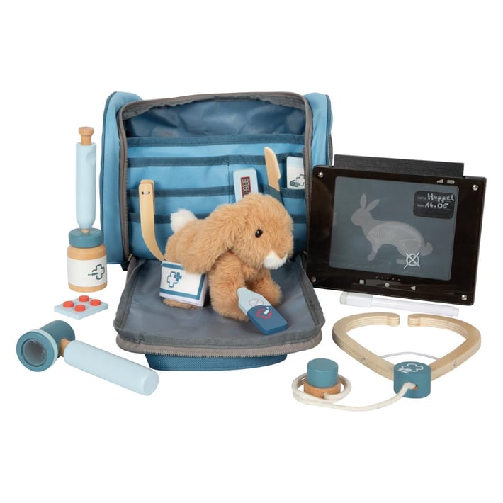 Small Foot Veterinary Bag, with medical equipment and bunny