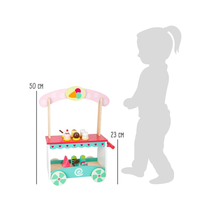 Small Foot Ice Cream Cart, wooden, 32 x 20 x 50 cm