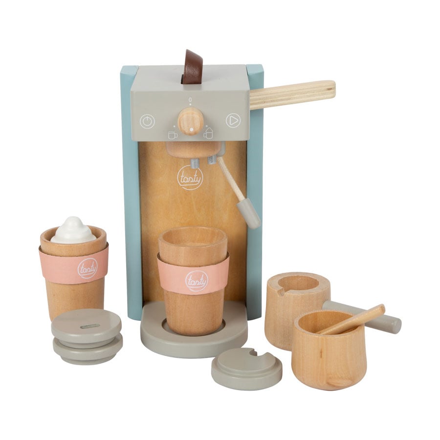 Small Foot Coffee machine Tasty, with accessories, wooden, 16 x 11 x 19 cm