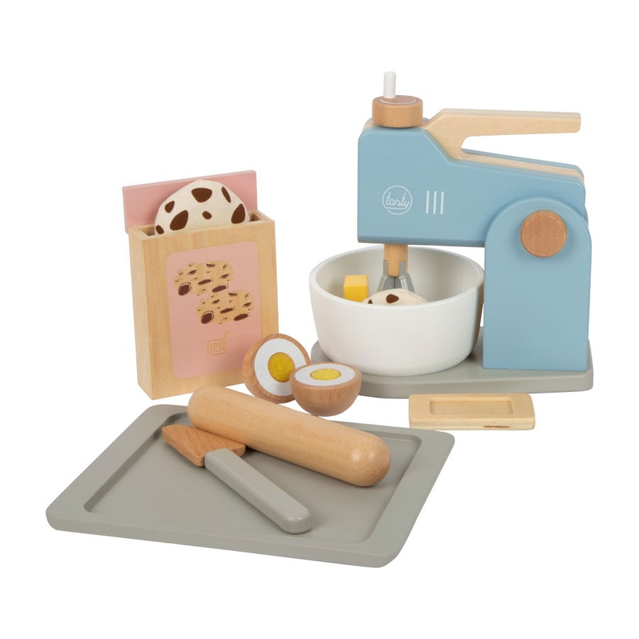 Small Foot Mixer Tasty, with accessories, wooden, 19 x 12 x 20 cm