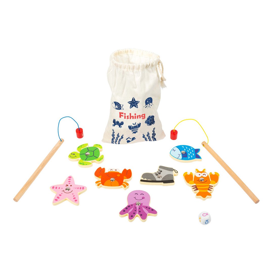 Small Foot Fishing Game for Travel, textile pouch