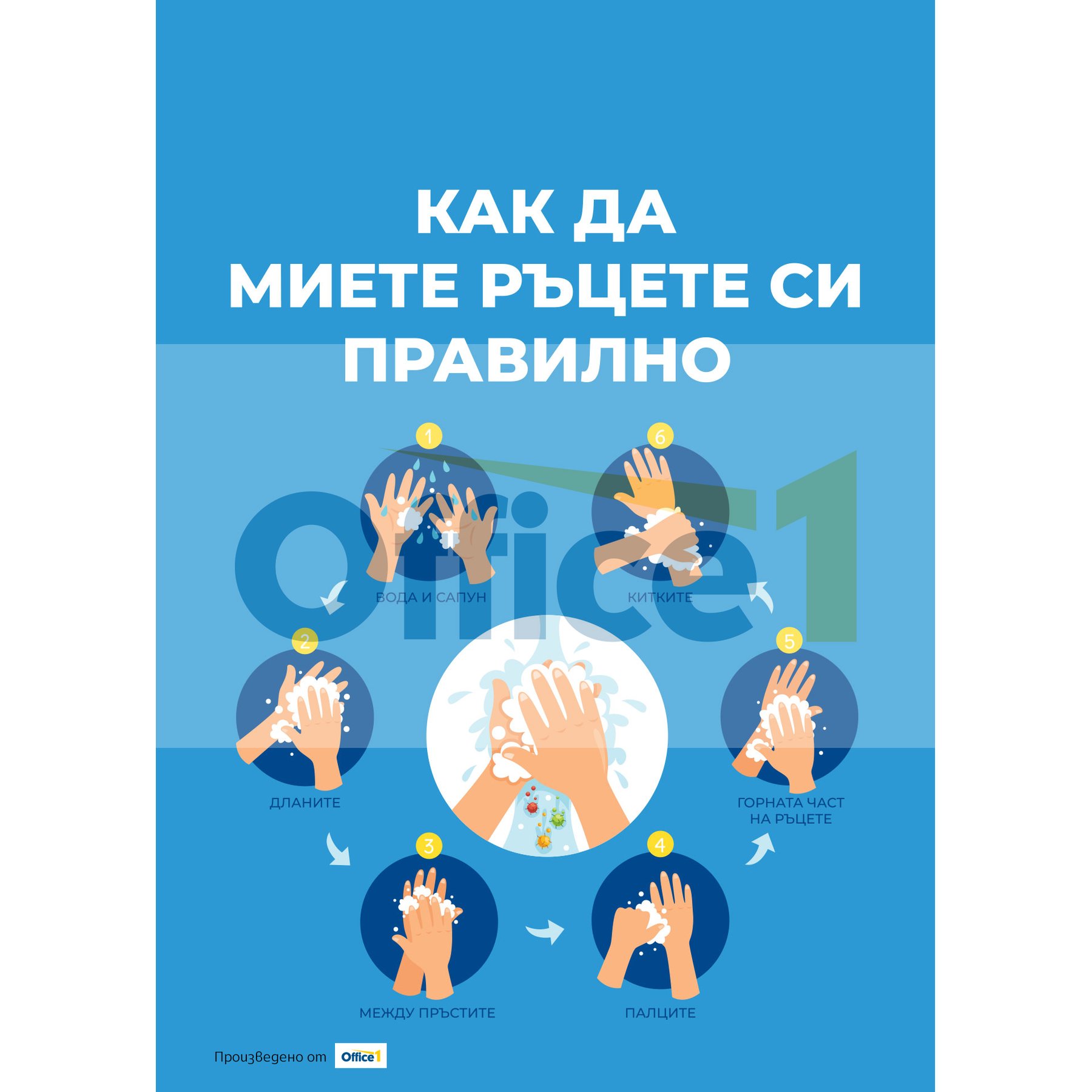 Sticker "How to wash your hands properly", PVC, No.1