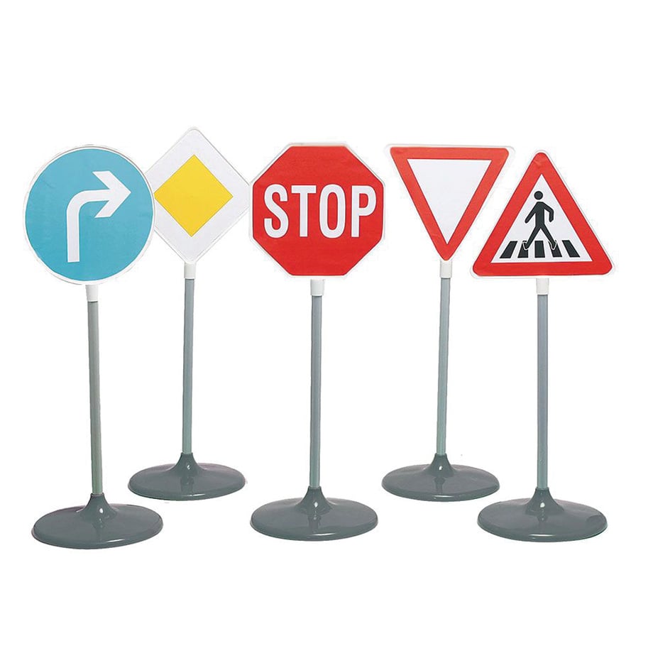 Set of 10 road signs for traffic safety yard, 126 cm