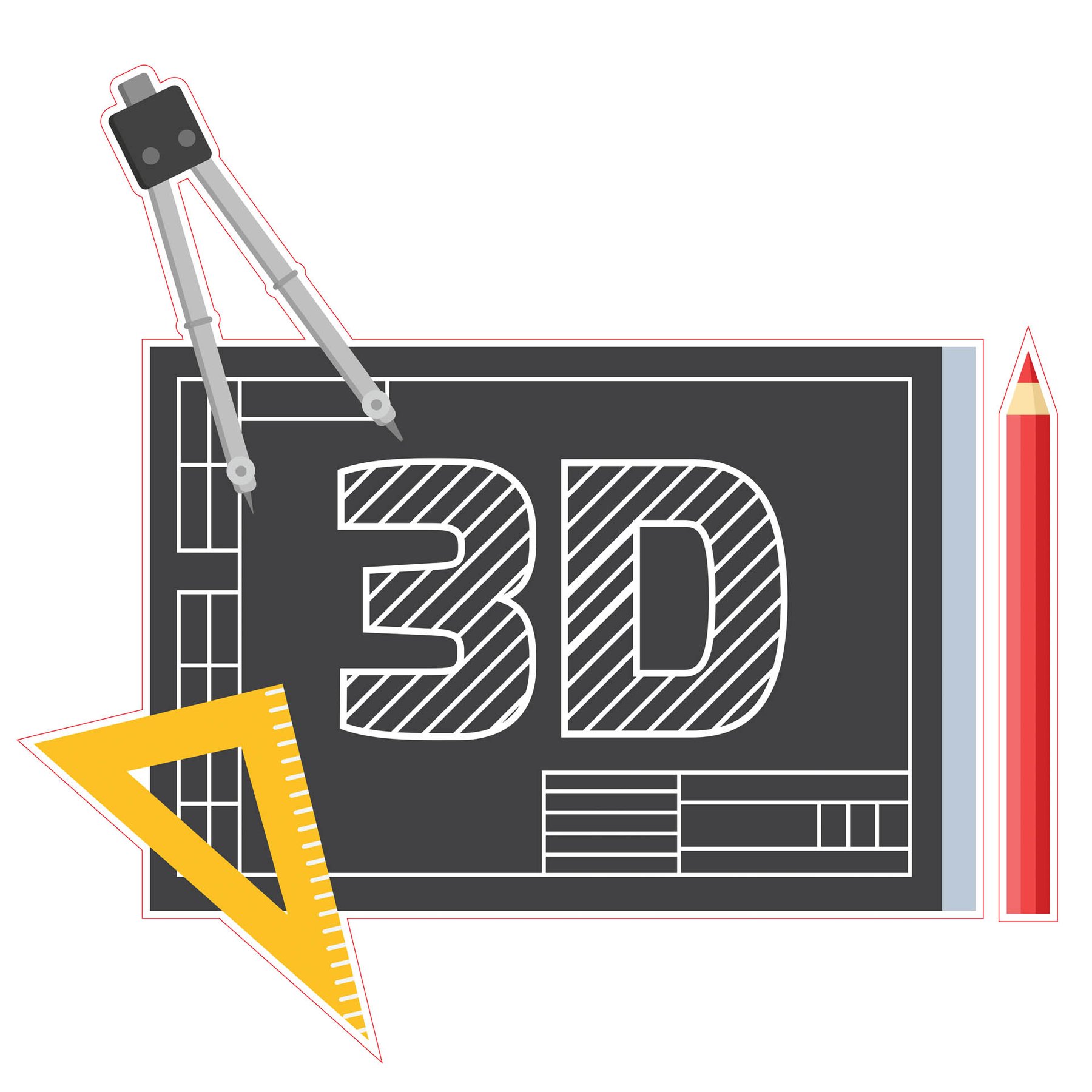STEM Sticker, Design and 3D prototyping, set A5, 50 cm, sticker 8