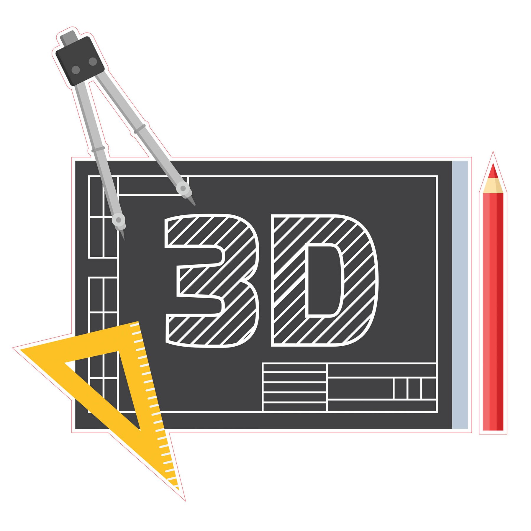 STEM Sticker, Design and 3D Prototyping, Set A5, 80 cm, Sticker 8