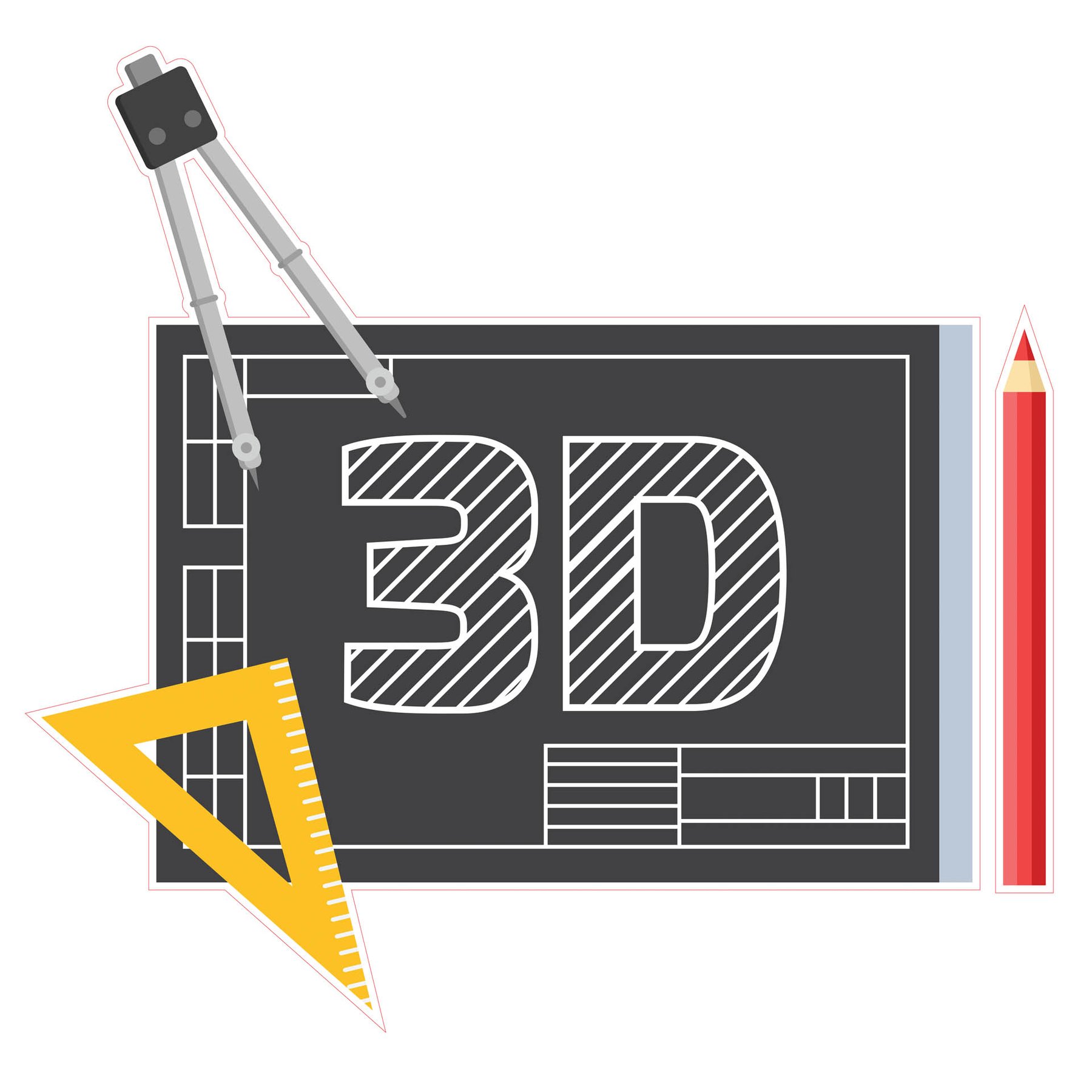 STEM Sticker, Design and 3D prototyping, set A5, 100 cm, sticker 8
