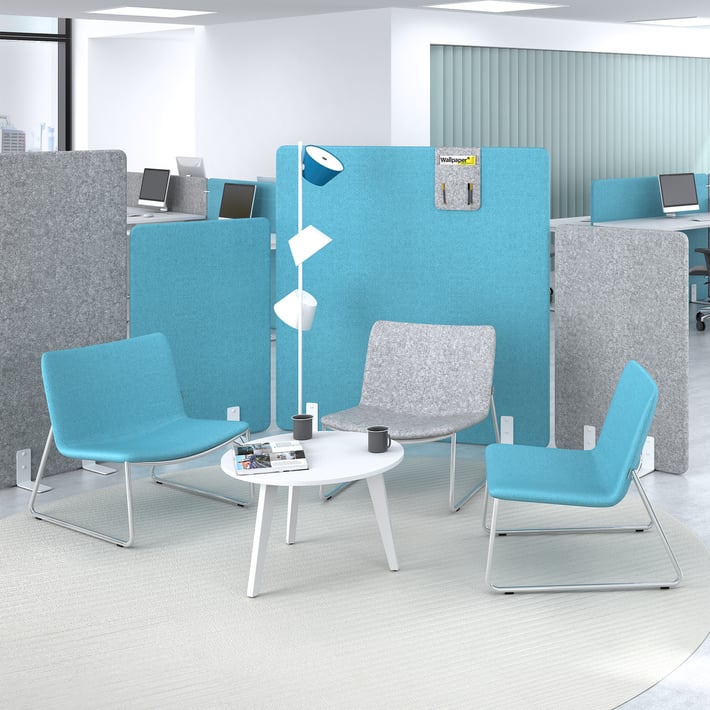 Шумоизолиращ преграден панел Narbutas Free Standing, свободностоящ, 800 x 36 x 1200 mm, дамаска Velito Presto светла мента, ПДЧ 16 mm