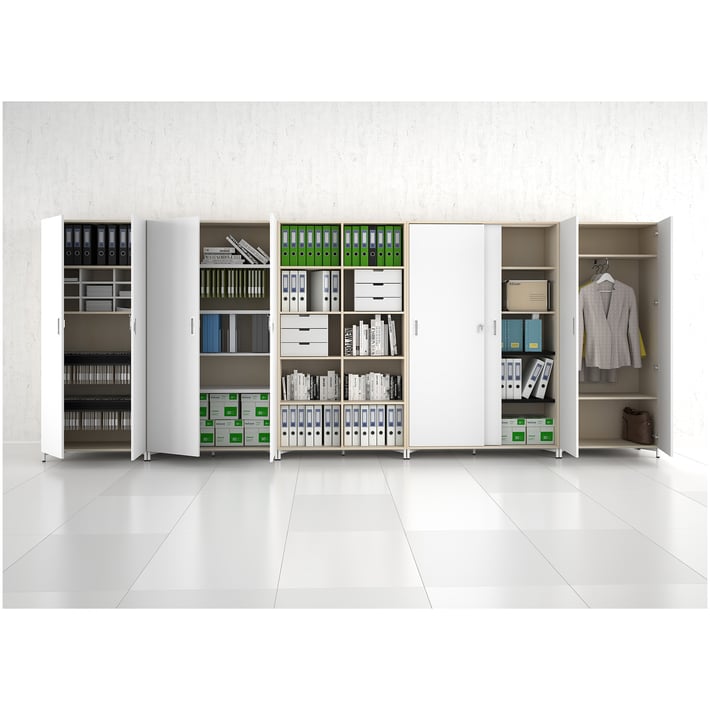 Гардероб Narbutas Choice, 800 x 420 x 1780 mm, меламин избелен дъб, меламин избелен дъб, черна дръжка