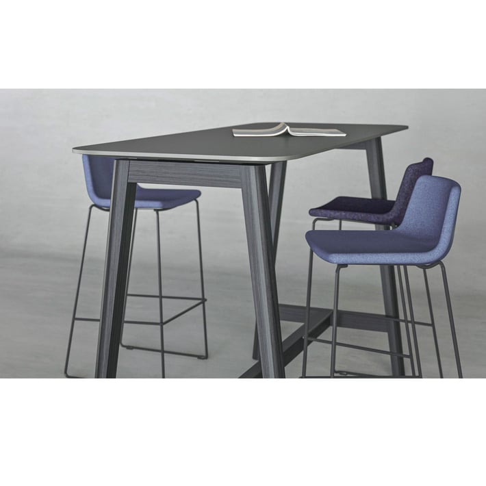 Висока маса Narbutas Nova Wood, 1200 x 700 x 1050 mm, MDF 26 mm, HPL черен плот, черни дървени крака