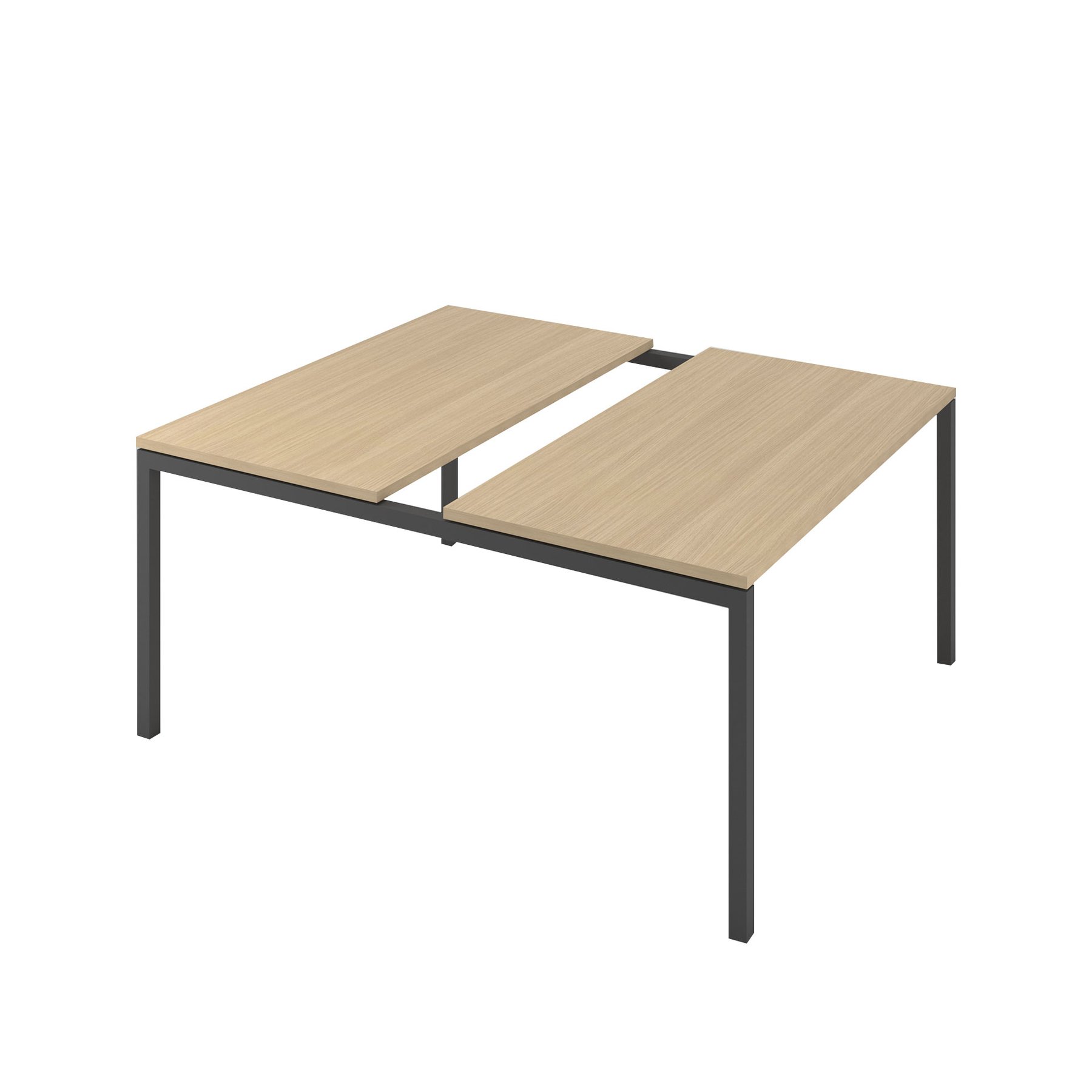 Conference table Narbutas Nova, 1400 x 1640 x 740 mm, rectangular top, chipboard 25 mm, bleached oak melamine, dark gray metal, U-leg