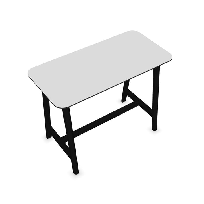 Висока маса Narbutas Nova Wood, 1400 x 700 x 1050 mm, MDF 26 mm, HPL бял плот, черни дървени крака