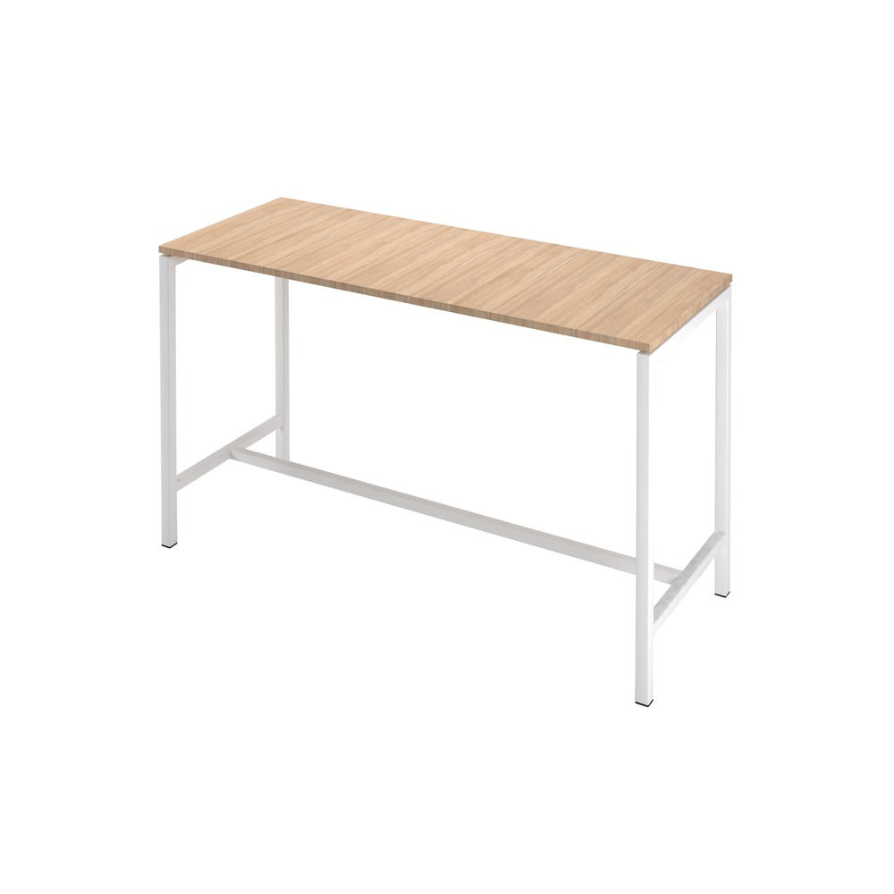 Висока маса Narbutas Nova, 1800 x 700 x 1050 mm, ПДЧ 25 mm, меламин кехлибарен дъб, бял метал