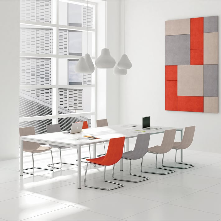 Заседателна маса Narbutas Nova, 3200 x 1640 x 740 mm, правоъгълен плот, ПДЧ 25 mm, меламин избелен дъб, черен метал, крак тип U