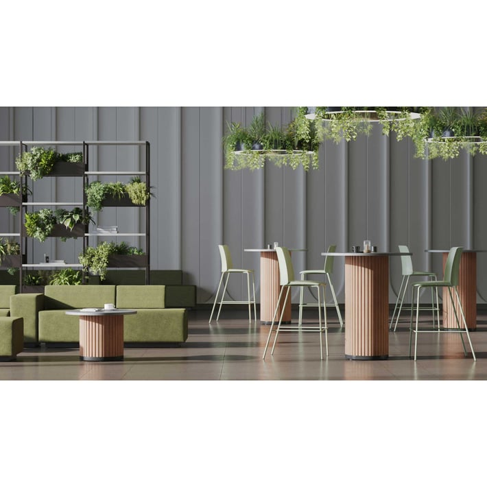 Заседателна маса Narbutas Parthos, 900 х 900 х 740 mm, кръгъл плот, ПДЧ 25 mm, тъмносиво-черна