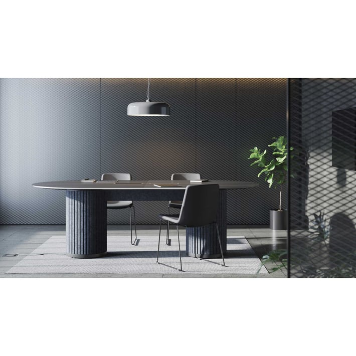 Заседателна маса Narbutas Parthos, 2800 х 1200 х 758 mm, овален плот, ПДЧ 25 mm, тъмносиво-черна