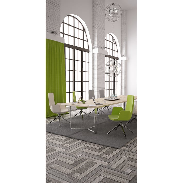 Заседателна маса Narbutas Plana, 2400 x 1200 x 750 mm, правоъгълен плот, фурнир дъб, бял метал, бял метал на кабелната кутия