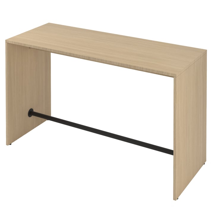 Висока маса Narbutas Light, 1800 x 700 x 1050 mm, правоъгълен плот, ПДЧ 25 mm, меламин избелен дъб, черен метал