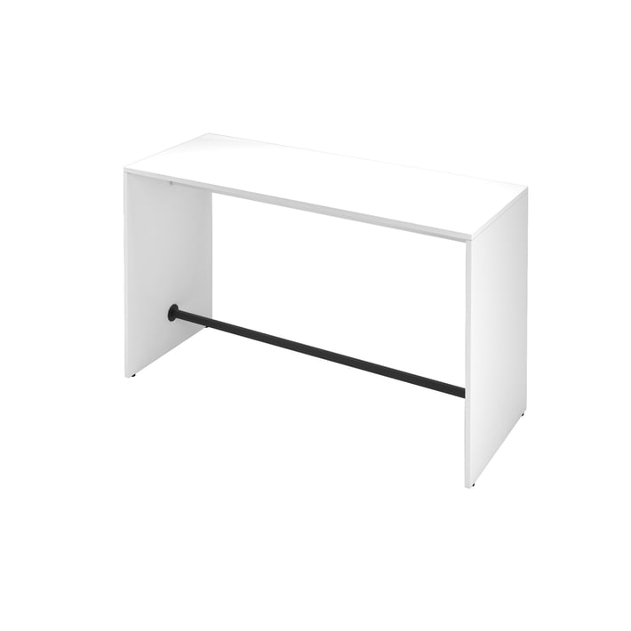 Висока маса Narbutas Light, 1800 x 700 x 1050 mm, правоъгълен плот, ПДЧ 25 mm, бял меламин, черен метал