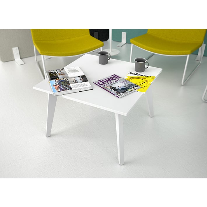 Low table Narbutas Amber, 700 x 700 x 450 mm, round top, particleboard, white melamine, white enamel lacquer