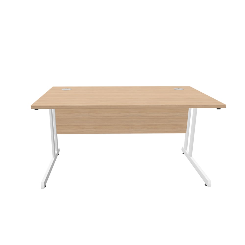 Бюро Narbutas Optima C, 1400 x 800, 720 mm, ПДЧ 25 mm, избелен дъб, бели метални крака