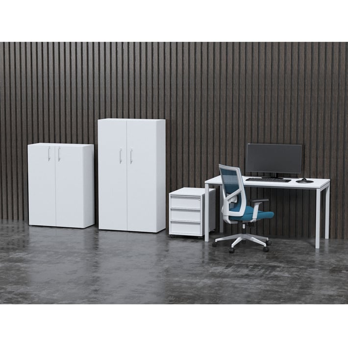 Стелаж Narbutas Nova Basic, 800 x 360 x 1092 mm, ПДЧ 18 mm, бял меламин, бяла правоъгълна дръжка