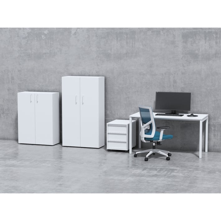 Стелаж Narbutas Nova Basic, 800 x 360 x 1092 mm, ПДЧ 18 mm, бял меламин, бяла правоъгълна дръжка