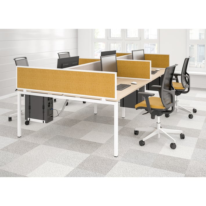 Комплект преградни панели Narbutas Nova Fabric, за работна четворка бюра, 350 mm, дамаска Velito Presto светла мента, ПДЧ 12 mm, черен метал