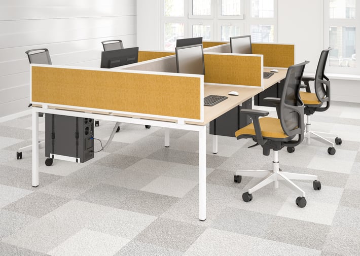 Комплект преградни панели Narbutas Nova Fabric, за работна четворка бюра, 350 mm, дамаска Velito Presto светла мента, ПДЧ 12 mm, черен метал