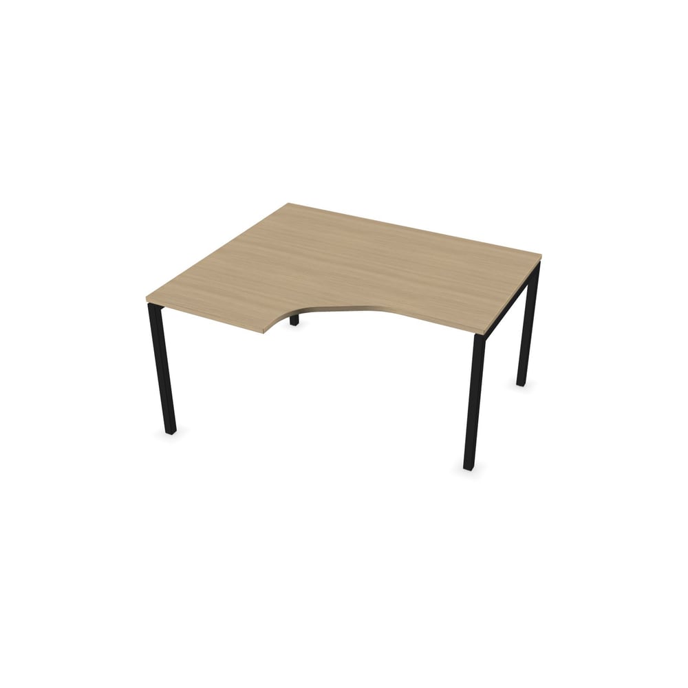 Бюро Narbutas Nova U, ъглово, 1400 x 1200 x 740 mm, меламин избелен дъб, черен метал, крак тип U