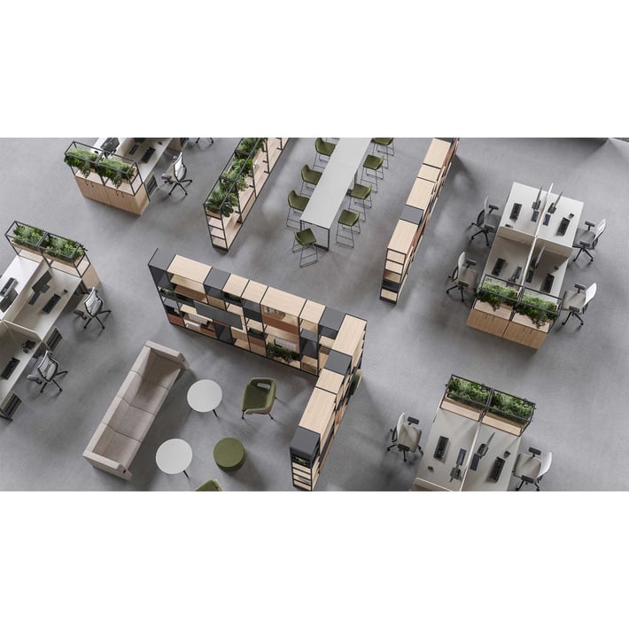 Set Narbutas Combus, 5 shelves and open box, 362 x 400 x 25 x 405 mm, 25 mm particleboard, amber oak